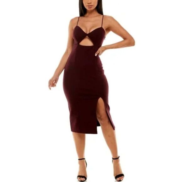 New socialite | Sleeveless Cutout Midi Dress in Wine - Picture 10 of 10